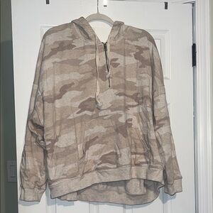 American Eagle Outfitters Camo Hoodie Sweater - Beige and Brown